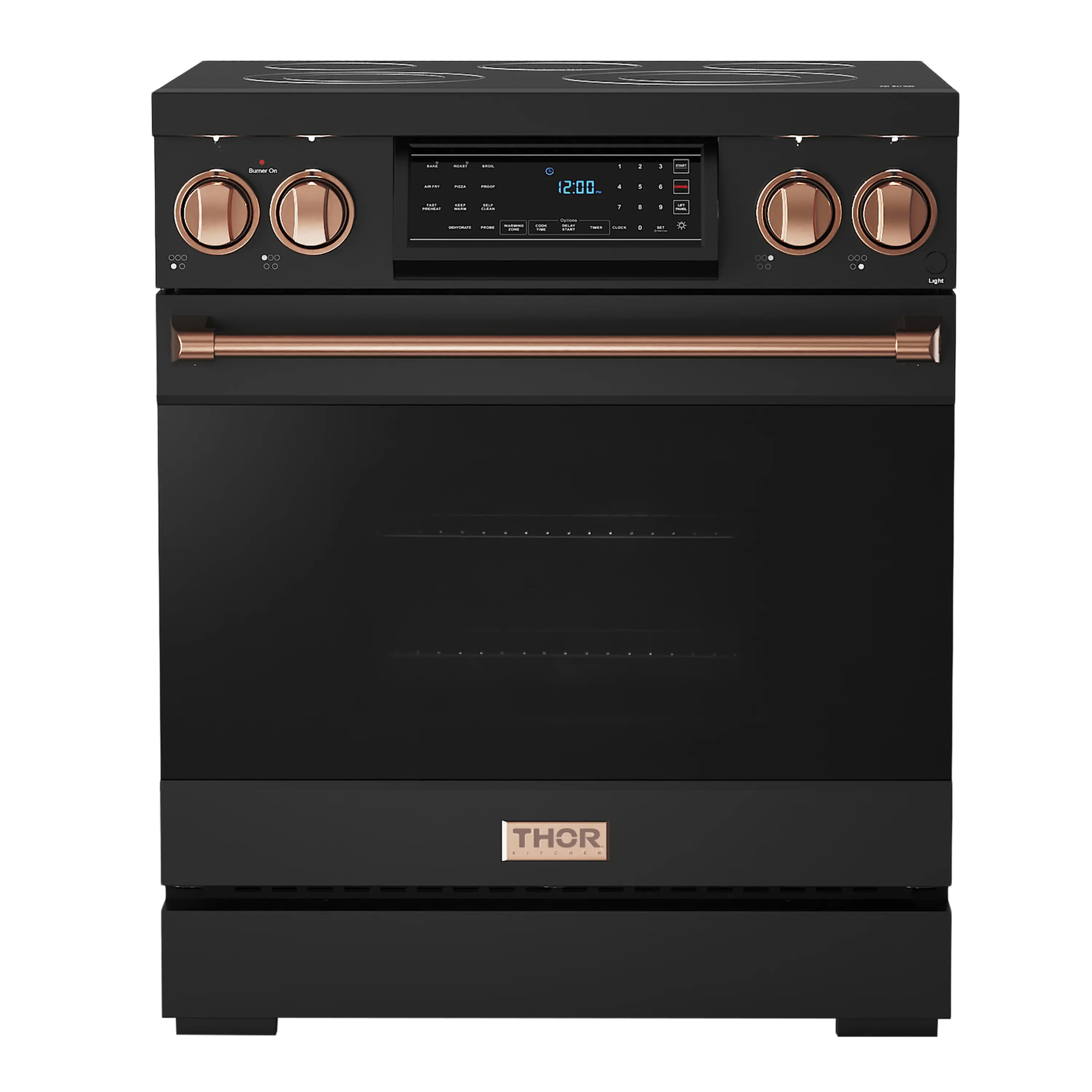 Thor Kitchen Gordon Ramsay Series 30-Inch Professional Electric Range with Tilt Panel Touch Control in Black with Rose Gold Trim (RSE30B-RSG)