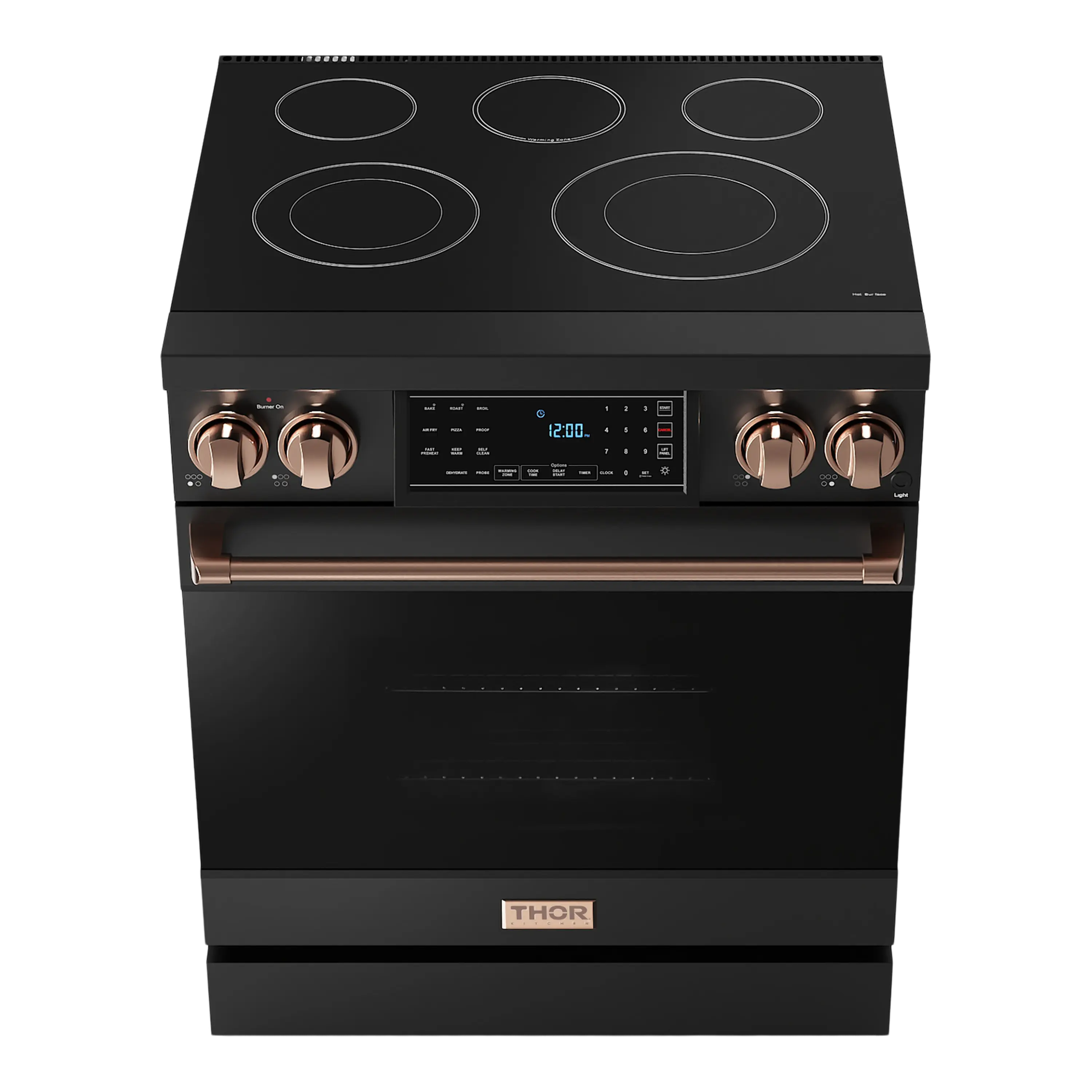 Thor Kitchen 30-Inch Professional Electric Range with Tilt Panel Touch Control in Black with Rose Gold Trim (RSE30B-RSG)