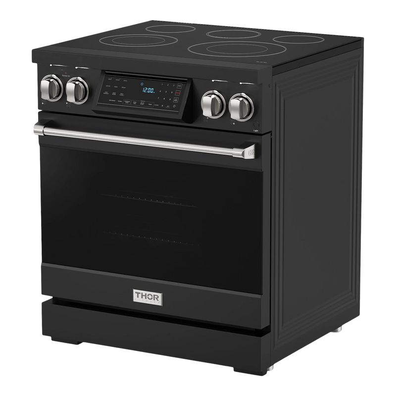 Thor Kitchen 30-Inch Professional Electric Range with Tilt Panel Touch Control in Black with Stainless Steel Trim (RSE30B-SS)