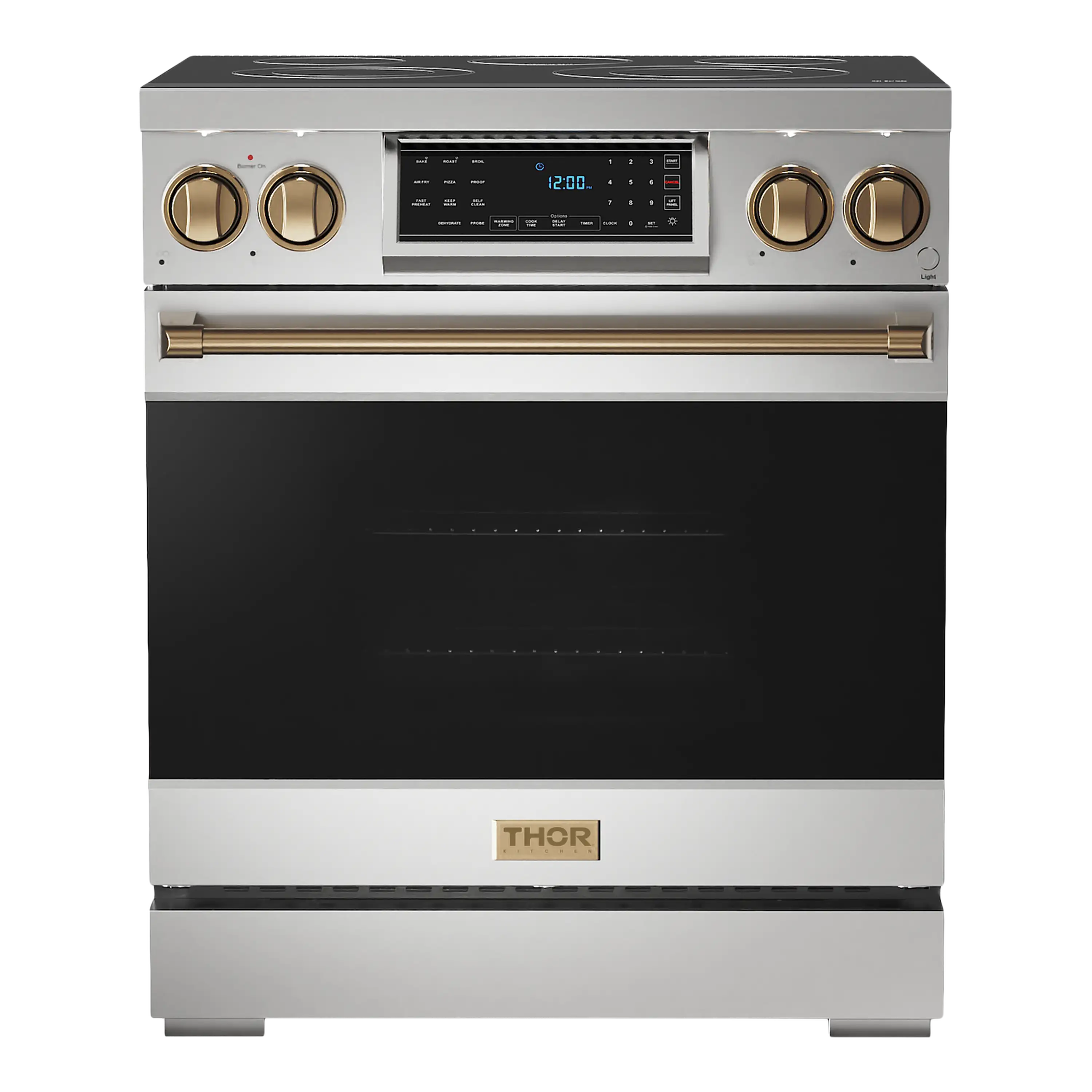 Thor Kitchen Gordon Ramsay Series 30-Inch Professional Electric Range with Tilt Panel Touch Control in Stainless Steel with Bronze Trim (RSE30-BRZ)