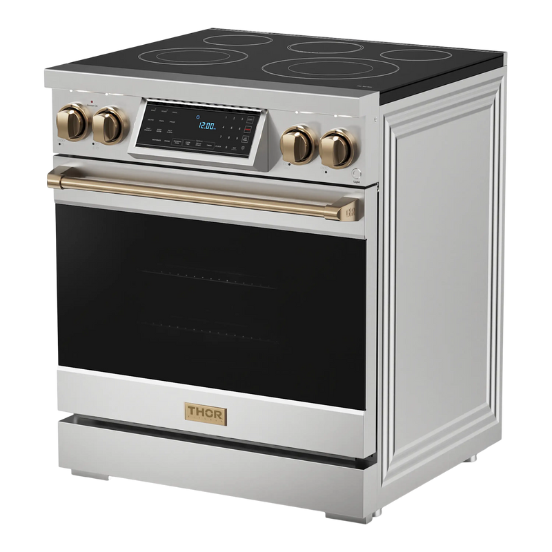 Thor Kitchen 30-Inch Professional Electric Range with Tilt Panel Touch Control in Stainless Steel with Bronze Trim (RSE30-BRZ)