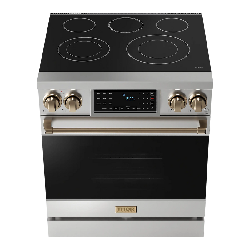 Thor Kitchen 30-Inch Professional Electric Range with Tilt Panel Touch Control in Stainless Steel with Bronze Trim (RSE30-BRZ)