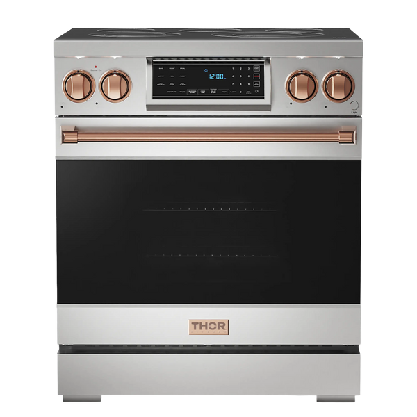 Thor Kitchen Gordon Ramsay Series 30-Inch Professional Electric Range with Tilt Panel Touch Control in Stainless Steel with Rose Gold Trim (RSE30-RSG)