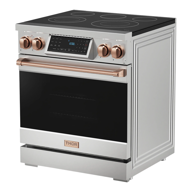 Thor Kitchen 30-Inch Professional Electric Range with Tilt Panel Touch Control in Stainless Steel with Rose Gold Trim (RSE30-RSG)