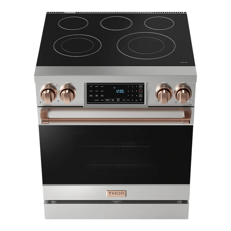 Thor Kitchen 30-Inch Professional Electric Range with Tilt Panel Touch Control in Stainless Steel with Rose Gold Trim (RSE30-RSG)