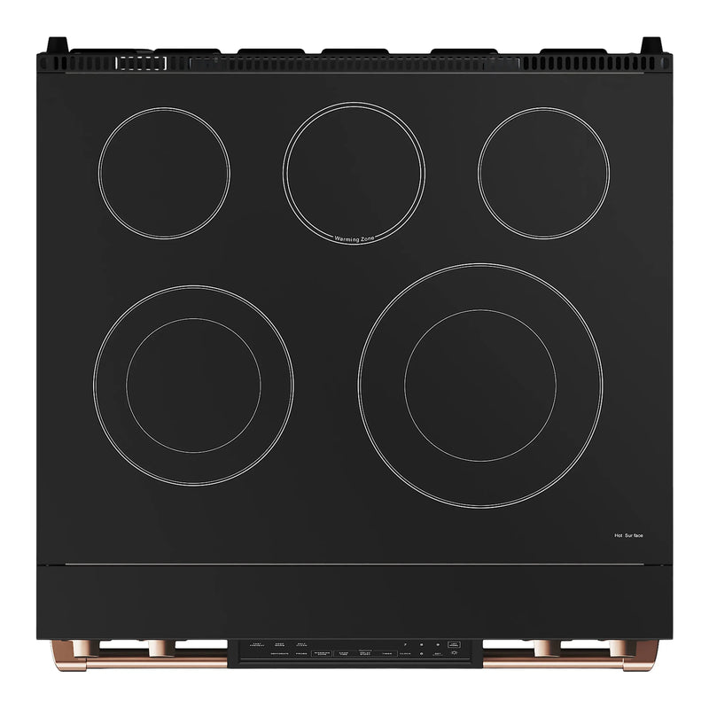 Thor Kitchen 30-Inch Professional Electric Range with Tilt Panel Touch Control in Black with Rose Gold Trim (RSE30B-RSG)