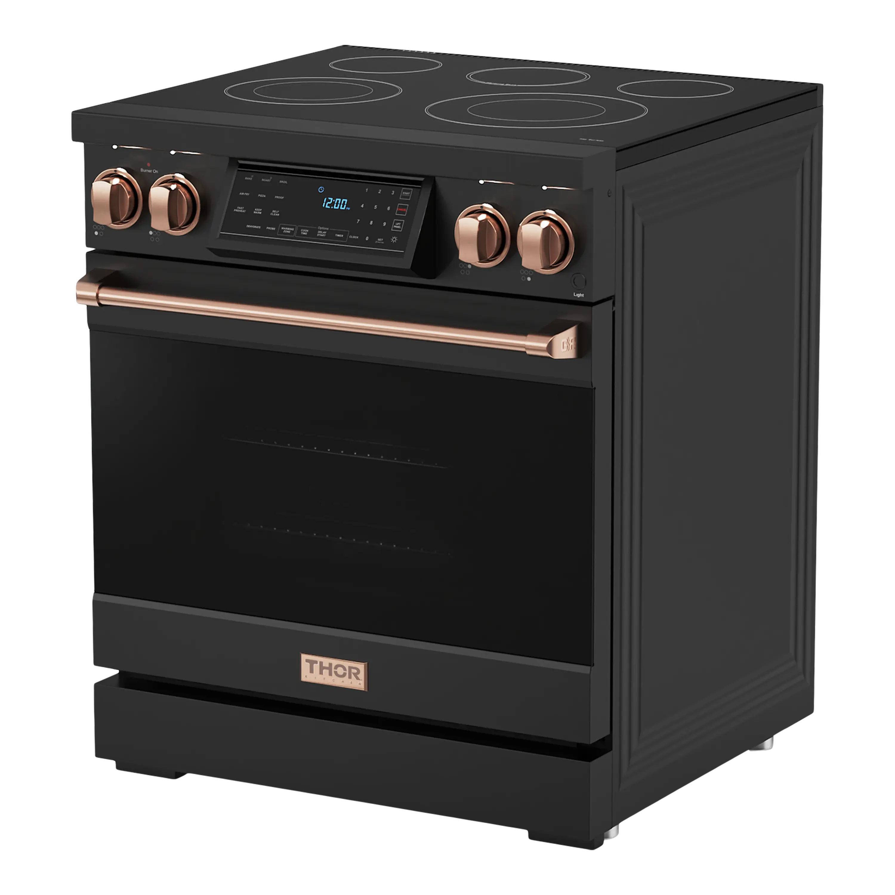 Thor Kitchen 30-Inch Professional Electric Range with Tilt Panel Touch Control in Black with Rose Gold Trim (RSE30B-RSG)