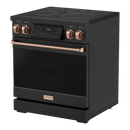 Thor Kitchen 30-Inch Professional Electric Range with Tilt Panel Touch Control in Black with Rose Gold Trim (RSE30B-RSG)