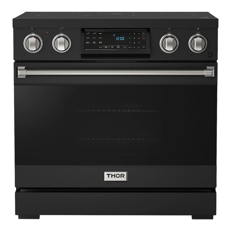 Thor Kitchen Gordon Ramsay Series 36-Inch Professional Electric Range with Tilt Panel Touch Control in Black with Stainless Steel Trim (RSE36B-SS)