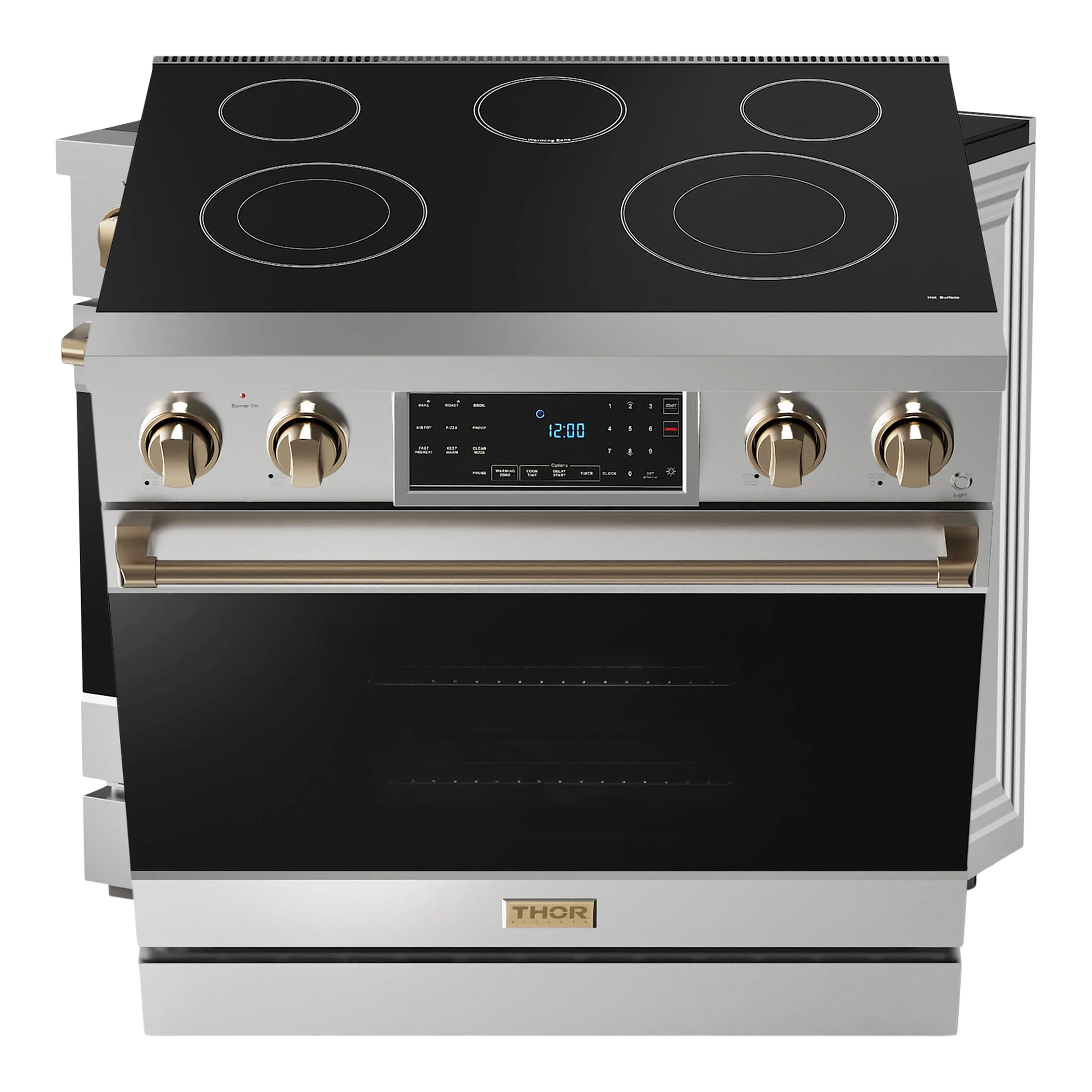 Thor Kitchen 36-Inch Professional Electric Range with Tilt Panel Touch Control in Stainless Steel with Bronze Trim (RSE36-BRZ)