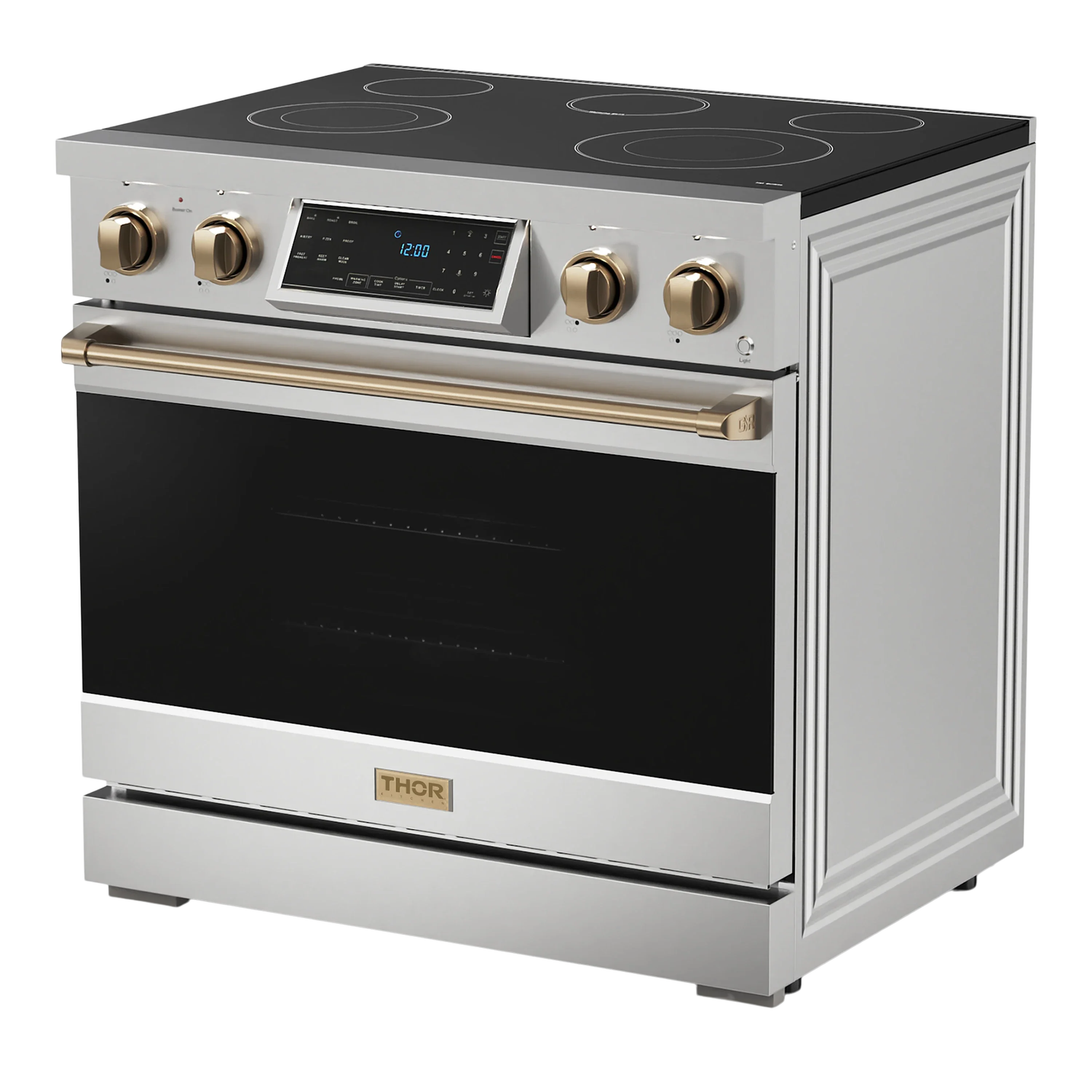 Thor Kitchen 36-Inch Professional Electric Range with Tilt Panel Touch Control in Stainless Steel with Bronze Trim (RSE36-BRZ)