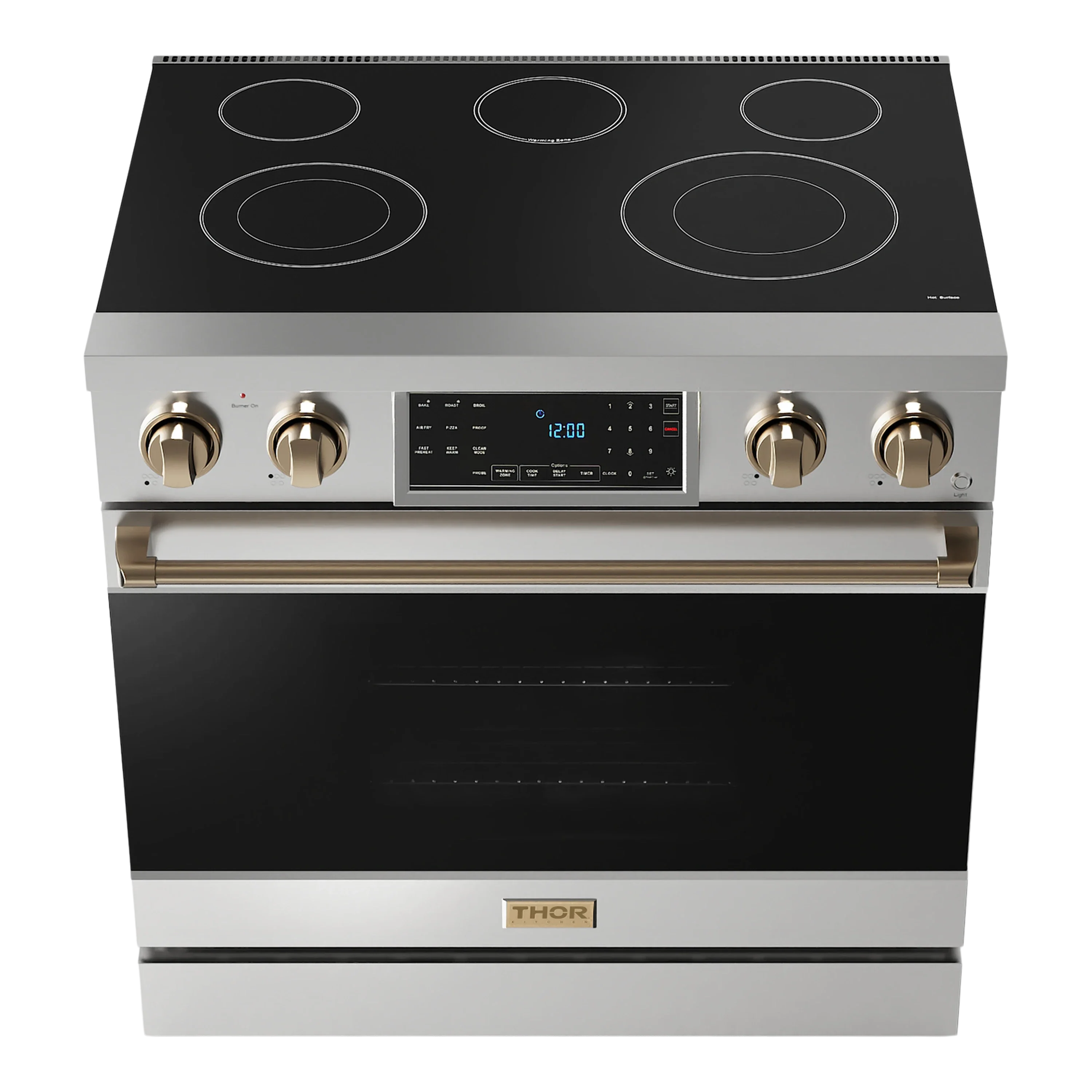 Thor Kitchen 36-Inch Professional Electric Range with Tilt Panel Touch Control in Stainless Steel with Bronze Trim (RSE36-BRZ)