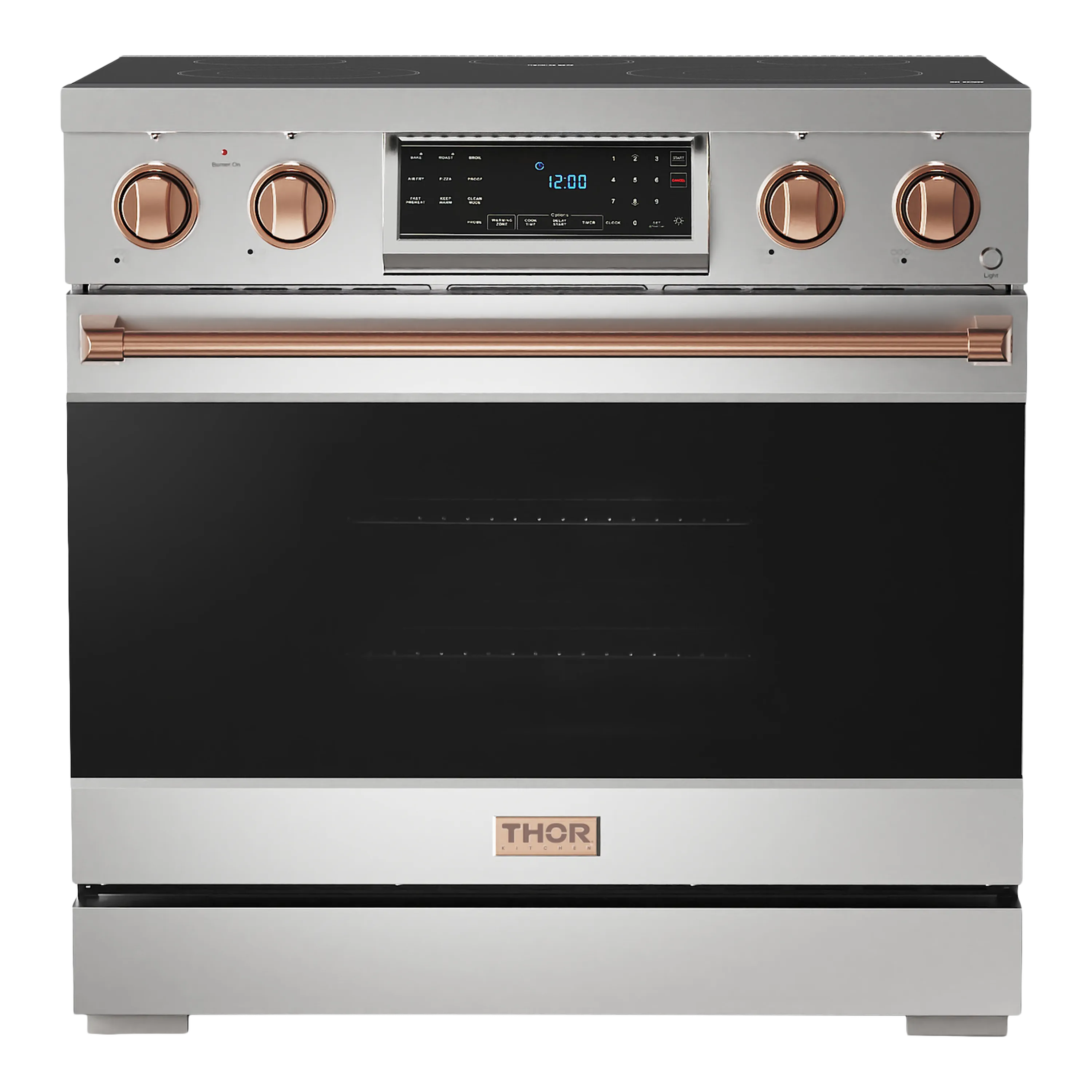 Thor Kitchen Gordon Ramsay Series 36-Inch Professional Electric Range with Tilt Panel Touch Control in Stainless Steel with Rose Gold Trim (RSE36-RSG)