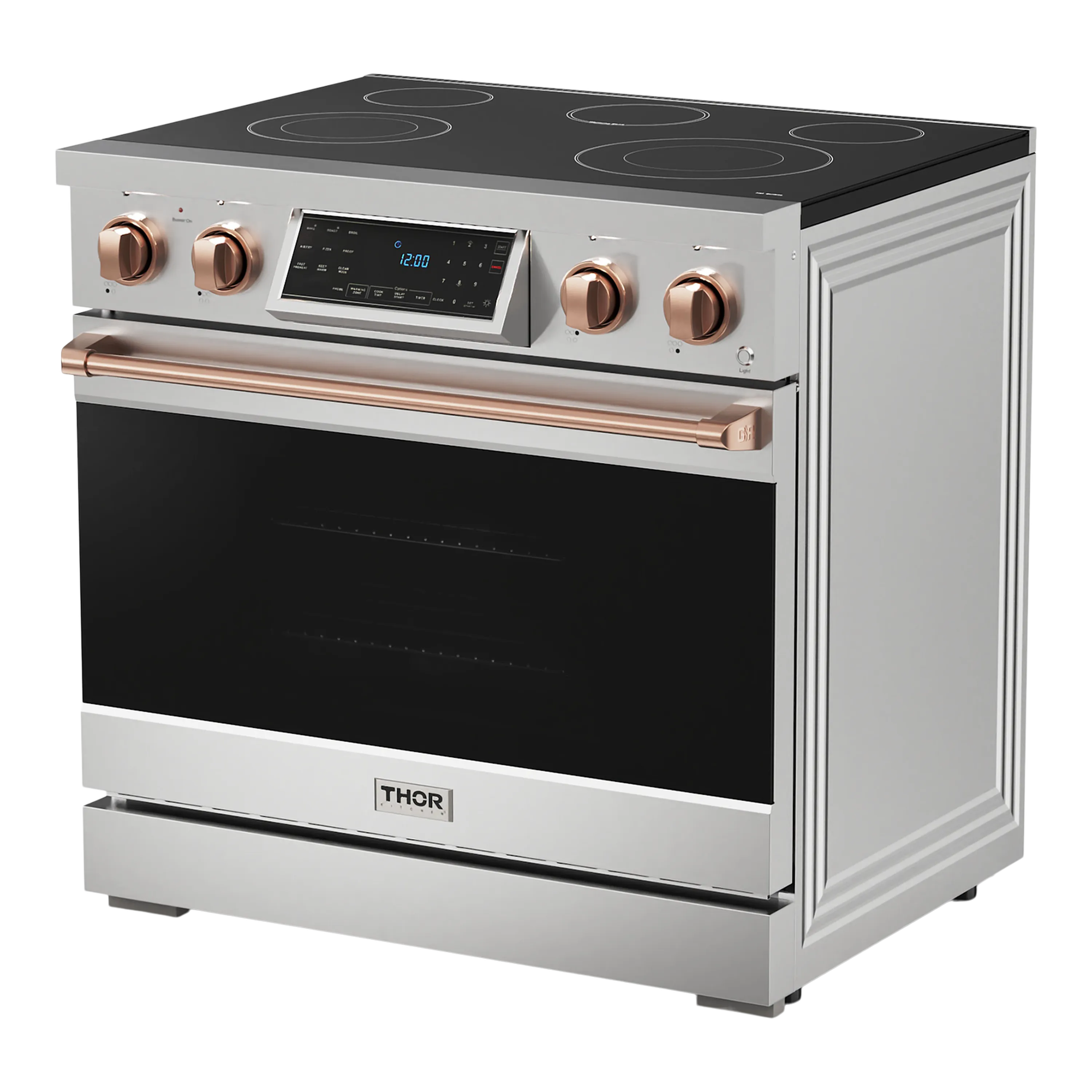 Thor Kitchen 36-Inch Professional Electric Range with Tilt Panel Touch Control in Stainless Steel with Rose Gold Trim (RSE36-RSG)