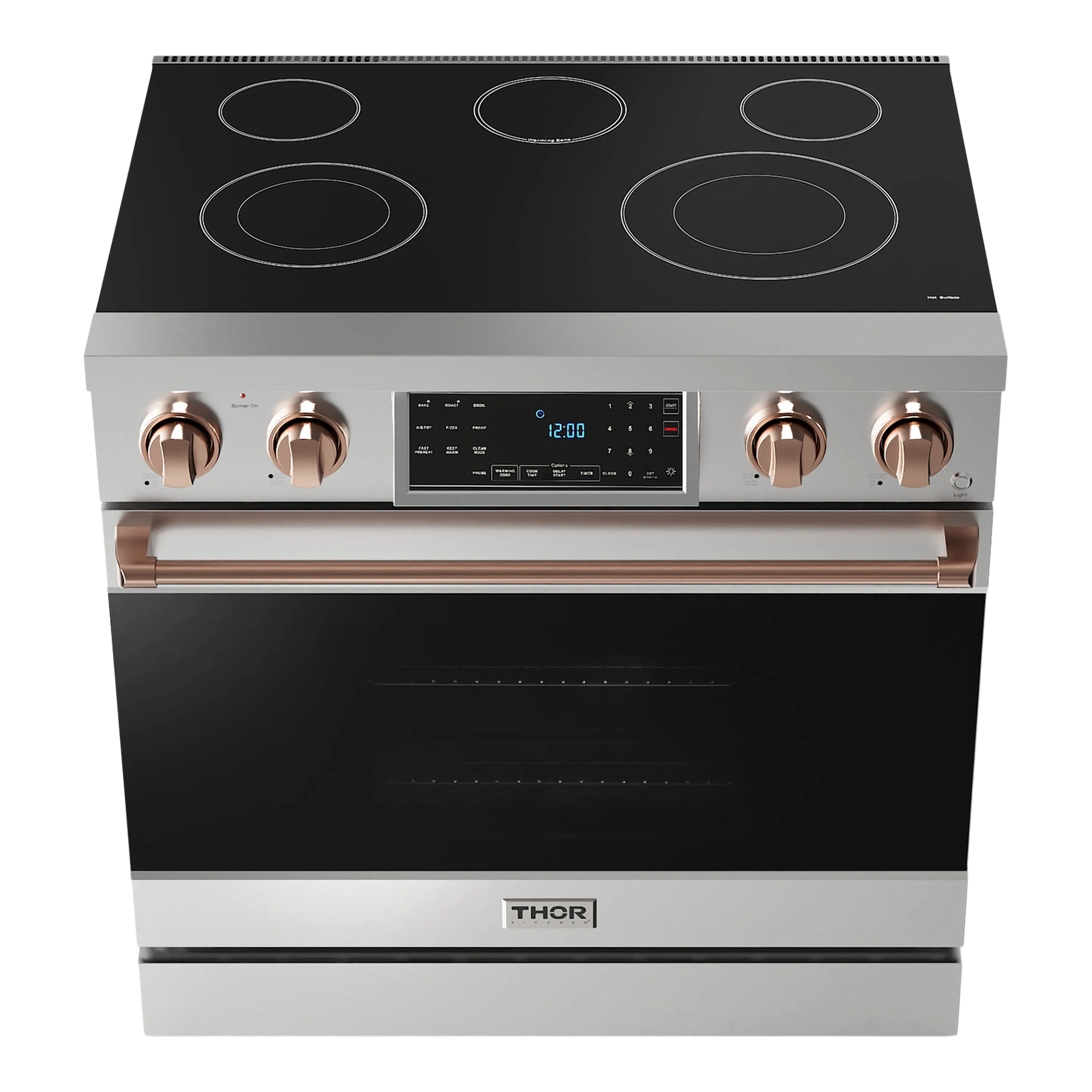 Thor Kitchen 36-Inch Professional Electric Range with Tilt Panel Touch Control in Stainless Steel with Rose Gold Trim (RSE36-RSG)