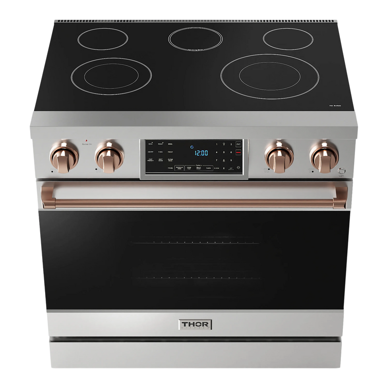 Thor Kitchen 36-Inch Professional Electric Range with Tilt Panel Touch Control in Stainless Steel with Rose Gold Trim (RSE36-RSG)