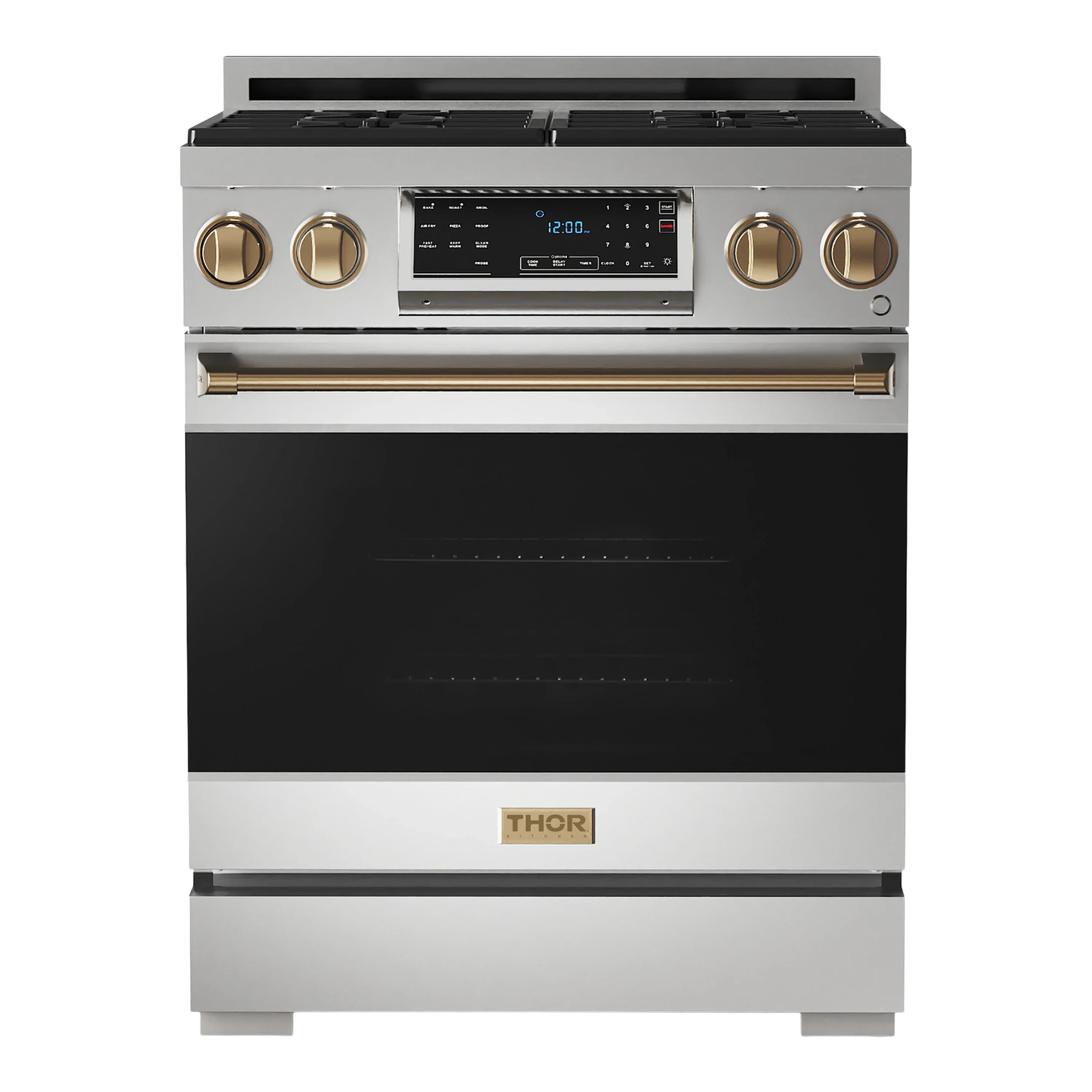 Thor Kitchen Gordon Ramsay Series 30-Inch Professional Gas Range with Tilt Panel Touch Control in Stainless Steel with Bronze Trim (RSG30-BRZ)