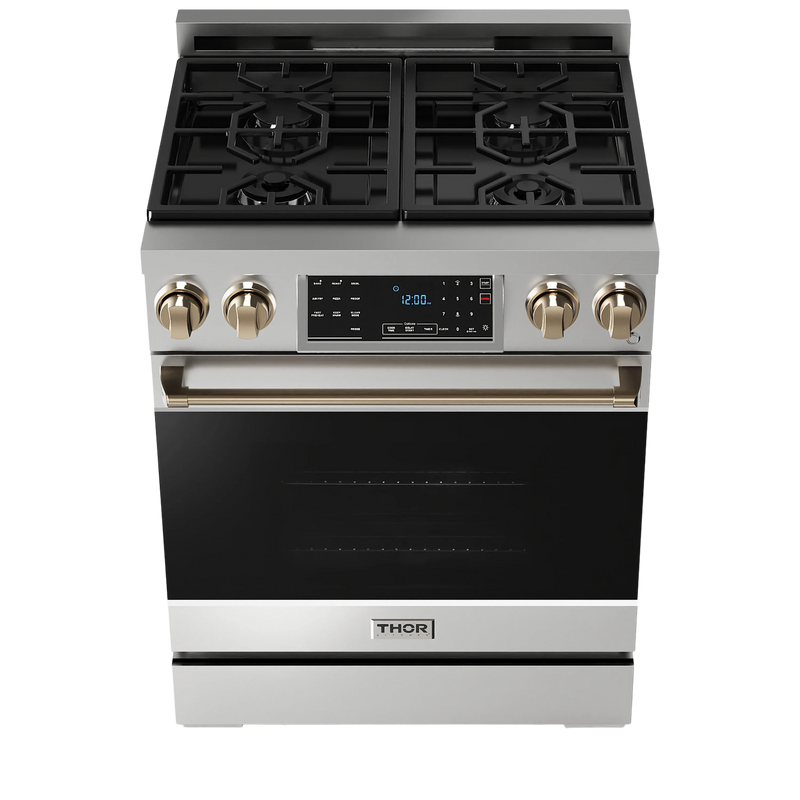 Thor Kitchen 30-Inch Professional Gas Range with Tilt Panel Touch Control in Stainless Steel with Bronze Trim RSG30-BRZLP