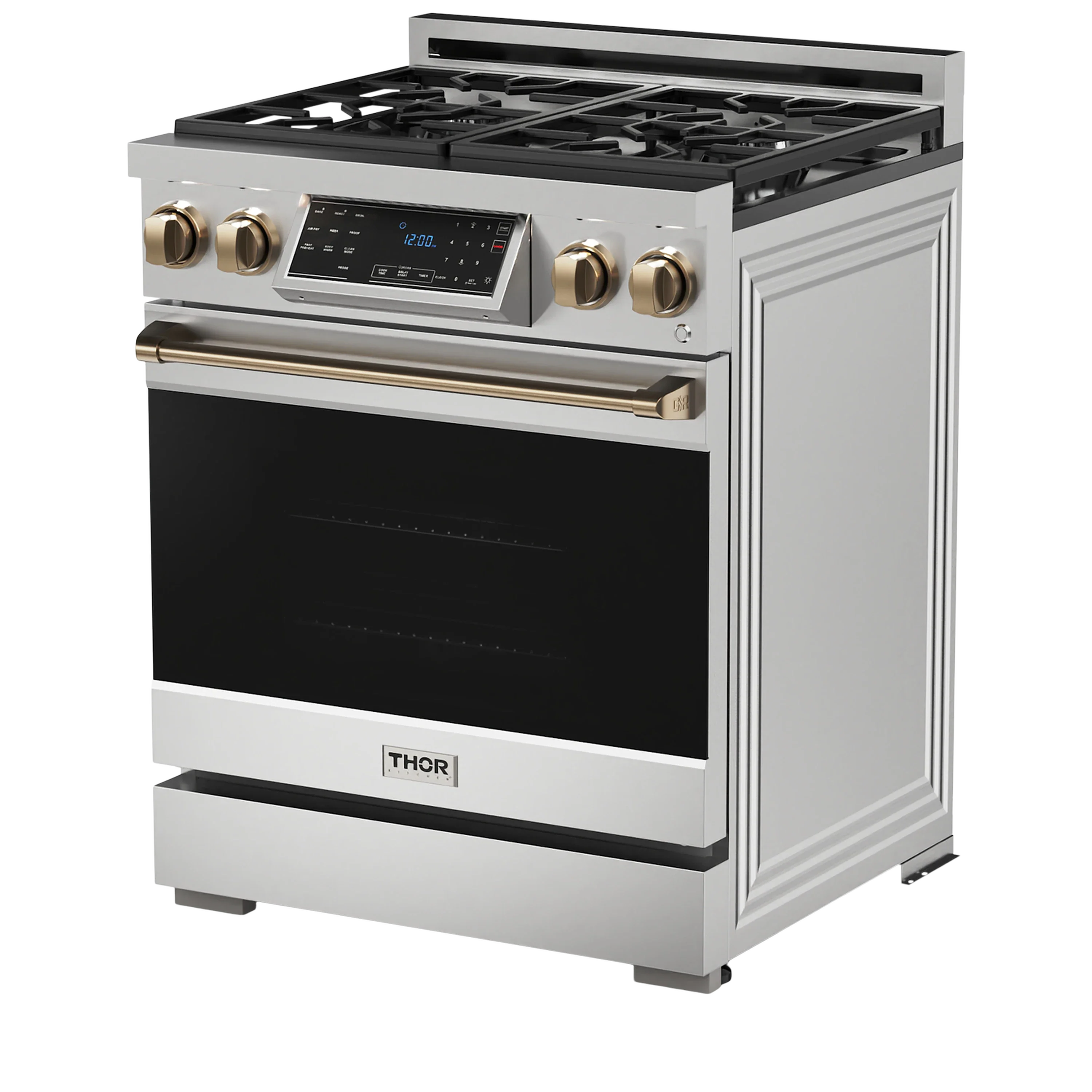 Thor Kitchen 30-Inch Professional Gas Range with Tilt Panel Touch Control in Stainless Steel with Bronze Trim (RSG30-BRZ)