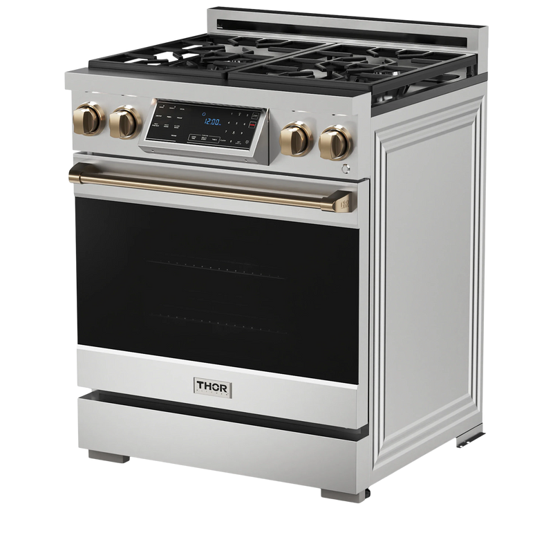 Thor Kitchen 30-Inch Professional Gas Range with Tilt Panel Touch Control in Stainless Steel with Bronze Trim RSG30-BRZLP