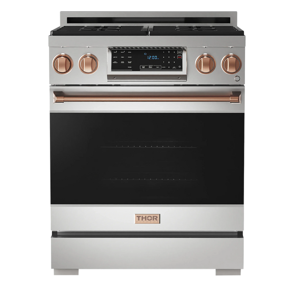 Thor Kitchen Gordon Ramsay Series 30-Inch Professional Gas Range with Tilt Panel Touch Control in Stainless Steel with Rose Gold Trim  (RSG30-RSG)