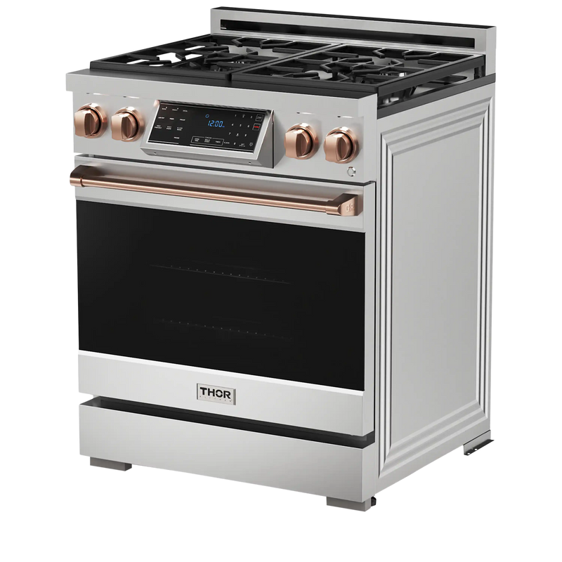 Thor Kitchen 30-Inch Professional Gas Range with Tilt Panel Touch Control in Stainless Steel with Rose Gold Trim  RSG30-RSGLP