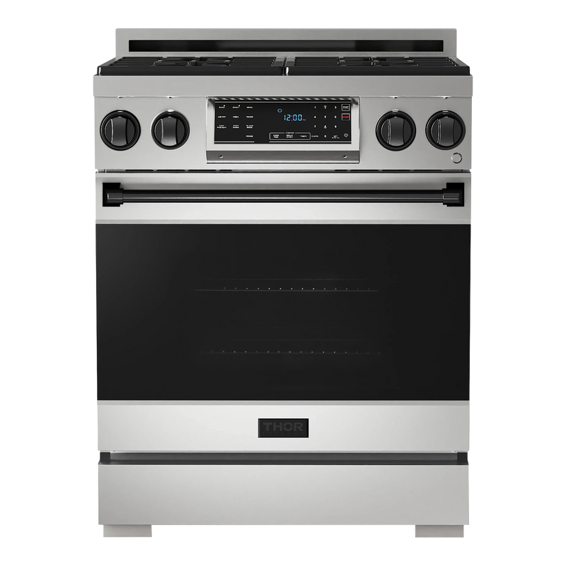 Thor Kitchen Gordon Ramsay Series 30-Inch Professional Gas Range with Tilt Panel Touch Control in Stainless Steel with Black Trim  (RSG30-BLK)