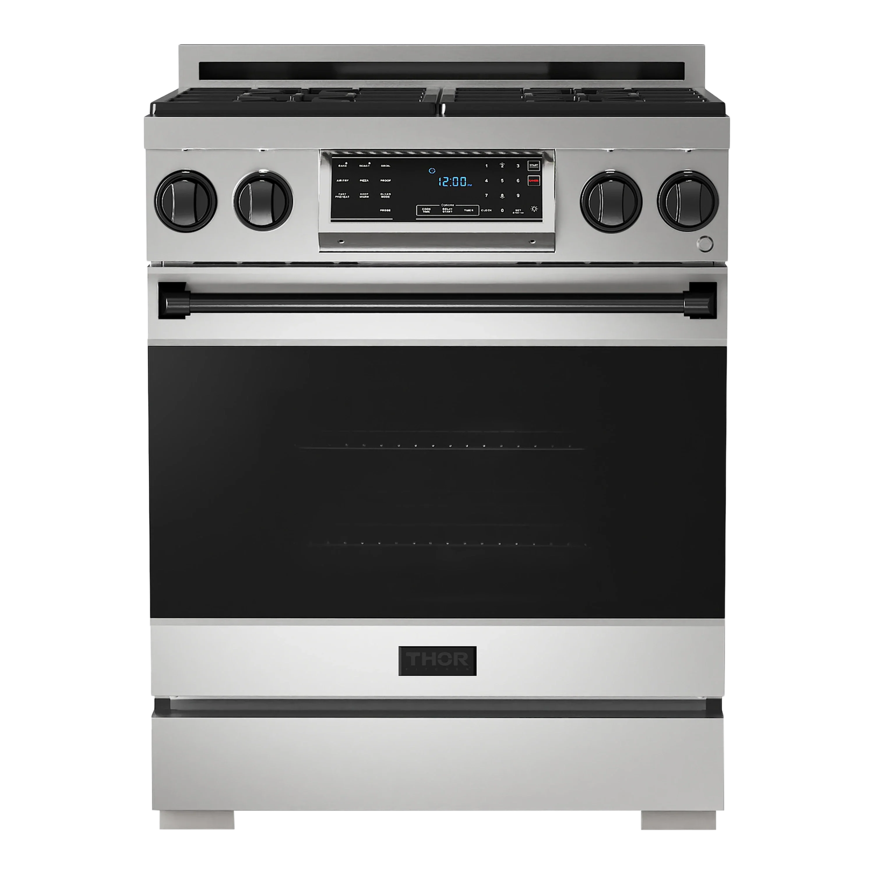 Thor Kitchen Gordon Ramsay Series 30-Inch Professional Gas Range with Tilt Panel Touch Control in Stainless Steel with Black Trim  (RSG30-BLK)