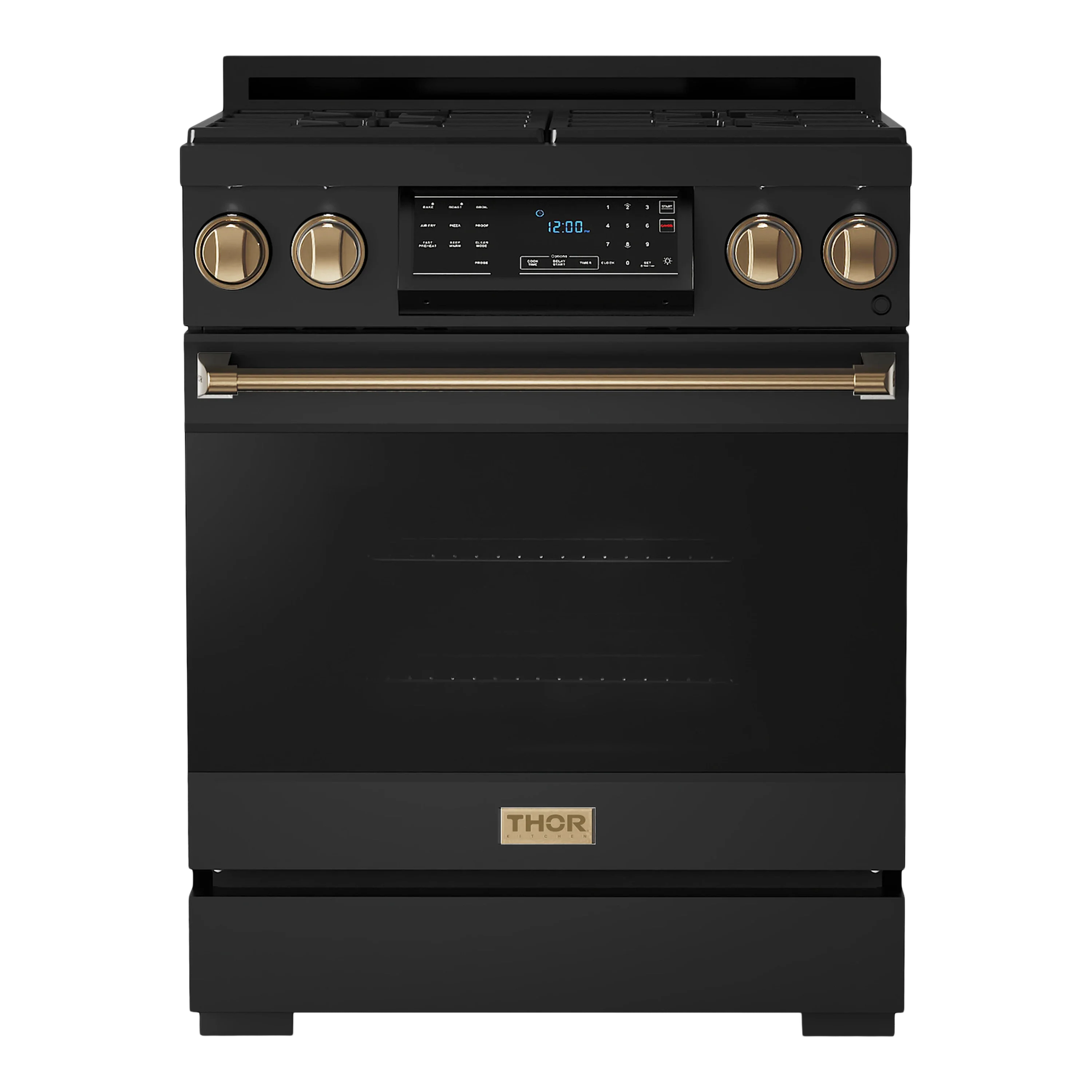 Thor Kitchen Gordon Ramsay Series 30-Inch Professional Gas Range with Tilt Panel Touch Control in Black with Bronze Trim (RSG30B-BRZ)