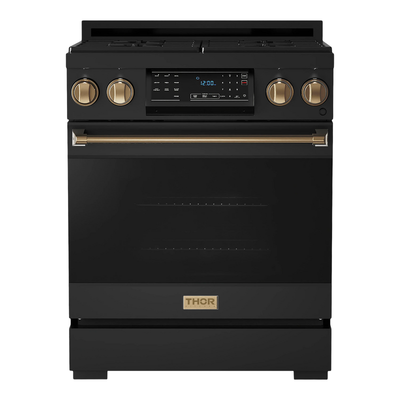 Thor Kitchen Gordon Ramsay Series 30-Inch Professional Electric Range with Tilt Panel Touch Control in Black with Bronze Trim (RSE30B-BRZ)