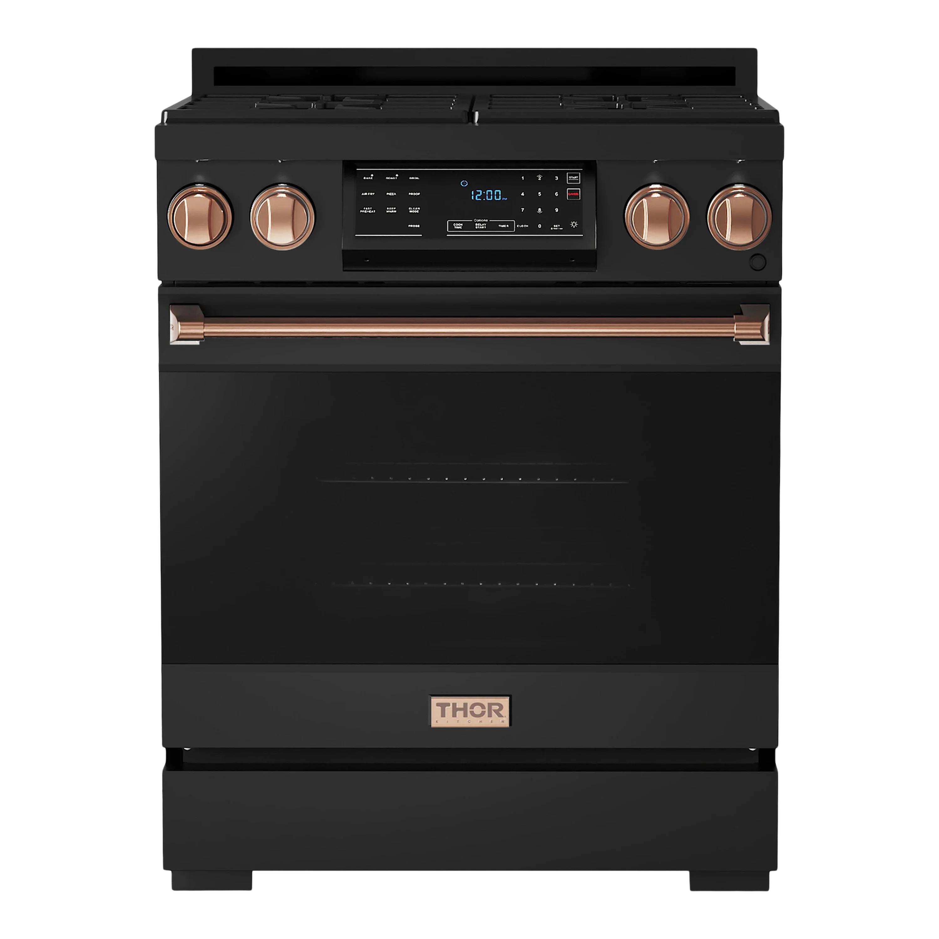 Thor Kitchen Gordon Ramsay Series 30-Inch Professional Gas Range with Tilt Panel Touch Control in Black with Rose Gold Trim (RSG30B-RSG)