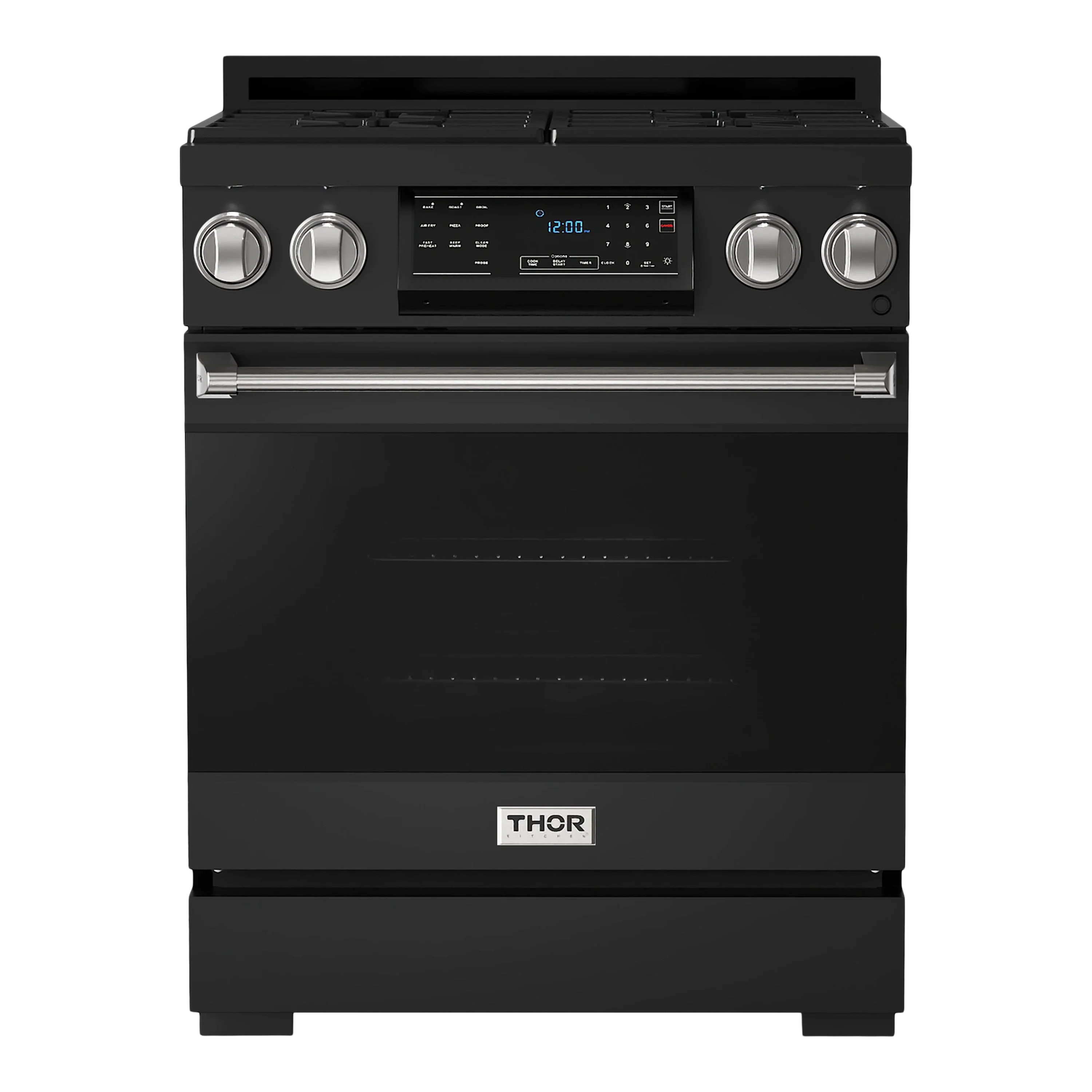 Thor Kitchen Gordon Ramsay Series 30-Inch Professional Gas Range with Tilt Panel Touch Control in Black with Stainless Steel Trim (RSG30B-SS)