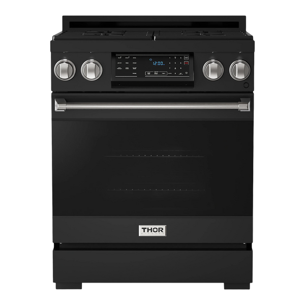 Thor Kitchen Gordon Ramsay Series 30-Inch Professional Gas Range with Tilt Panel Touch Control in Black with Stainless Steel Trim (RSG30B-SS)