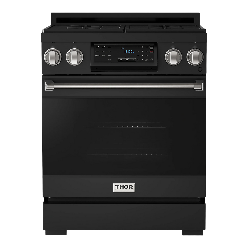 Thor Kitchen Gordon Ramsay Series 30-Inch Professional Gas Range with Tilt Panel Touch Control in Black with Stainless Steel Trim (RSG30B-SS)