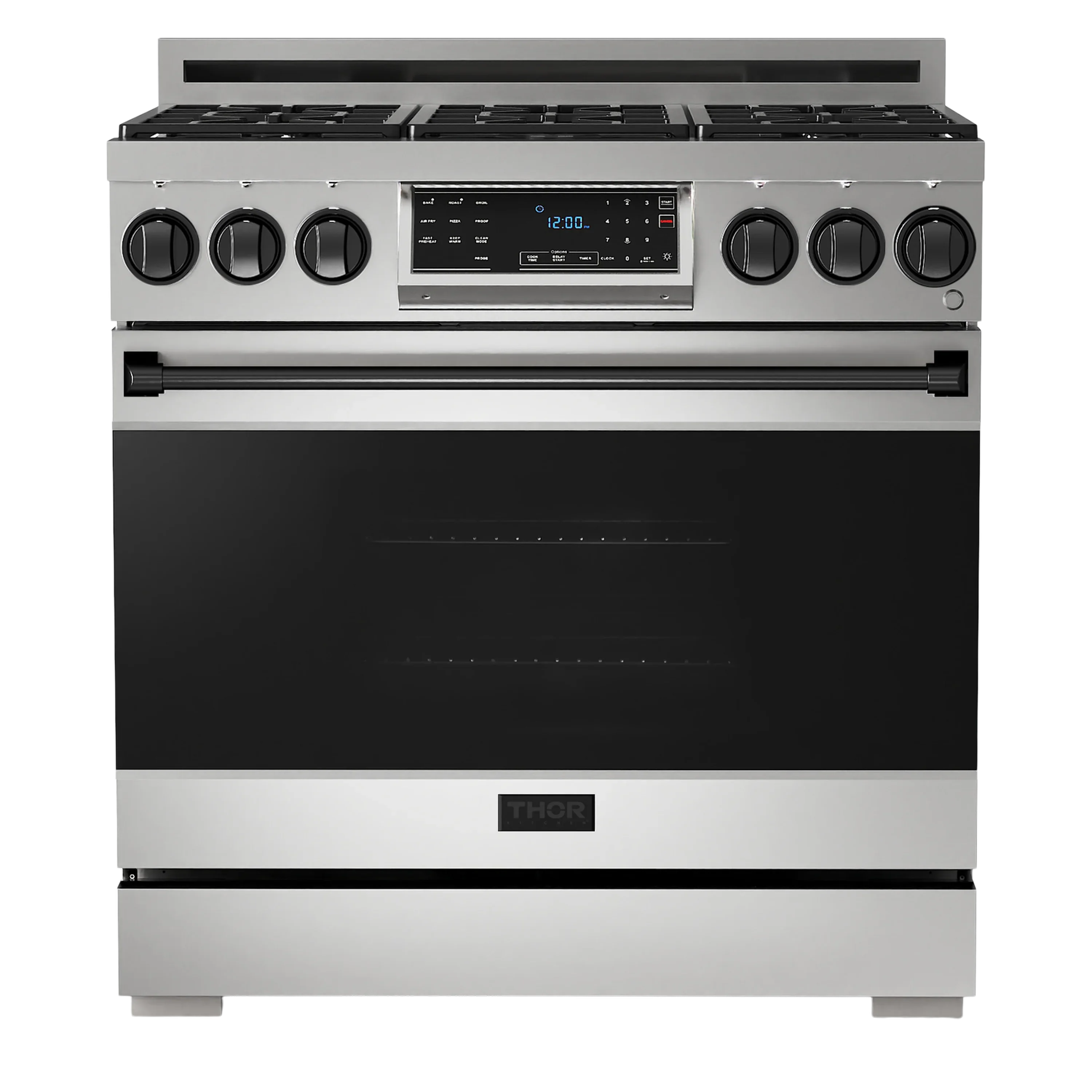 Thor Kitchen Gordon Ramsay Series 36-Inch Professional Gas Range with Tilt Panel Touch Control in Stainless Steel with Black Trim (RSG36-BLK)