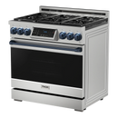 Thor Kitchen 36-Inch Professional Gas Range with Tilt Panel Touch Control in Stainless Steel with Navy Blue Trim (RSG36-BLU)