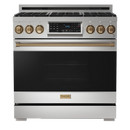 Thor Kitchen Gordon Ramsay Series 36-Inch Professional Gas Range with Tilt Panel Touch Control in Stainless Steel with Bronze Trim (RSG36-BRZ)