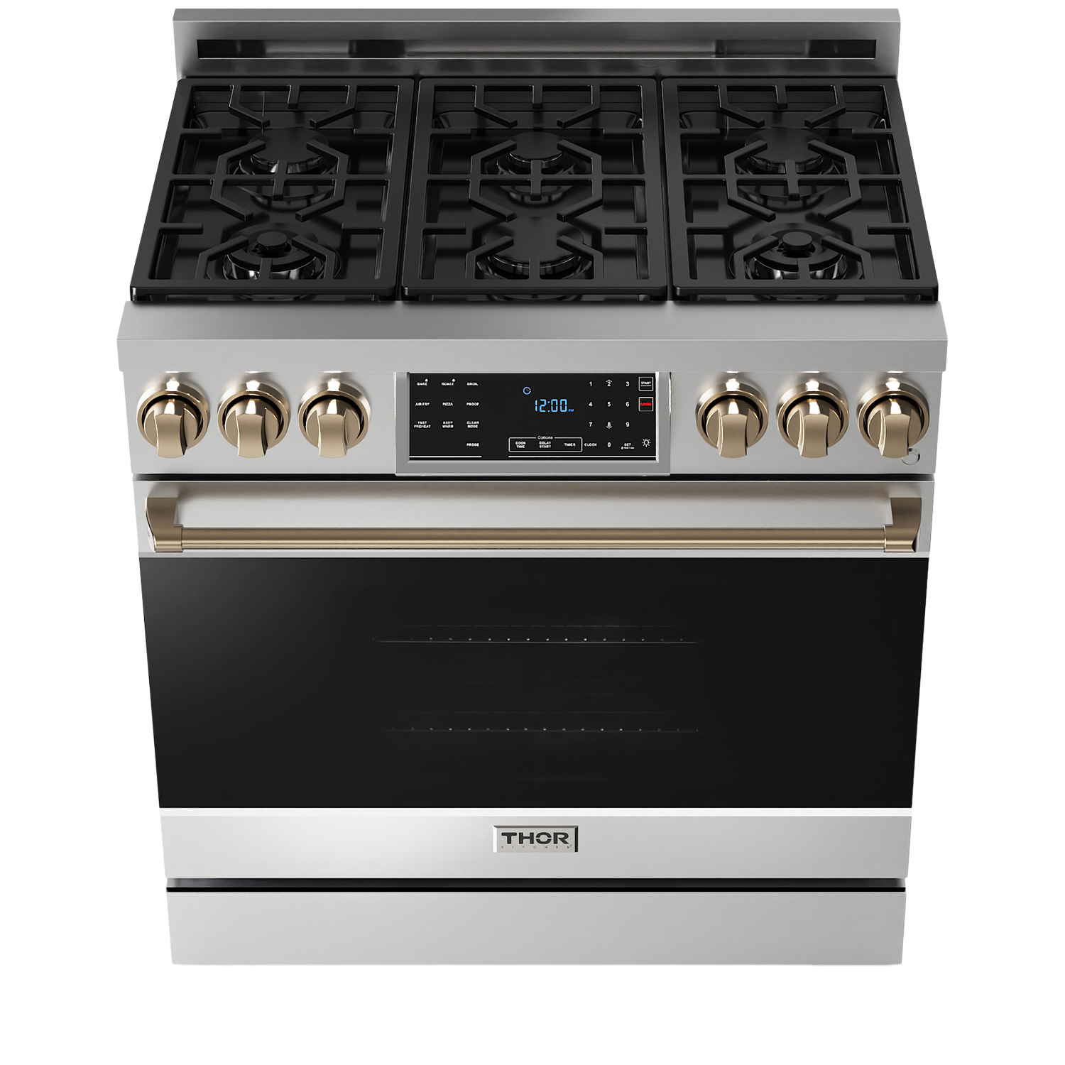 Thor Kitchen 36-Inch Professional Gas Range with Tilt Panel Touch Control in Stainless Steel with Bronze Trim (RSG36-BRZ)