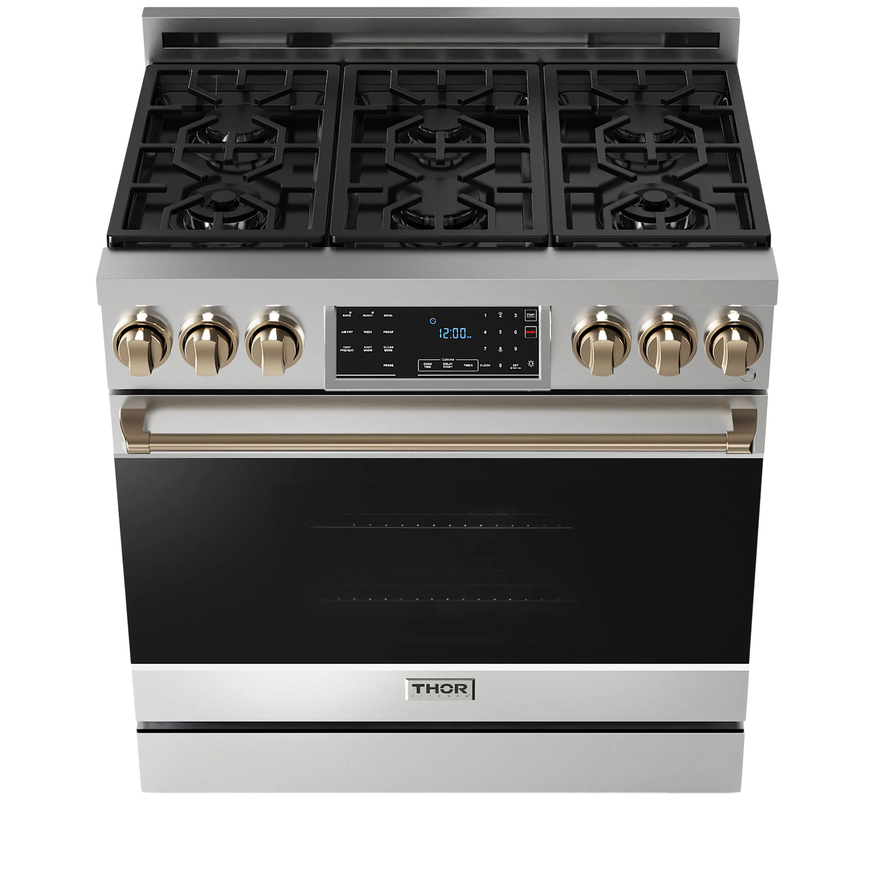 Thor Kitchen 36-Inch Professional Gas Range with Tilt Panel Touch Control in Stainless Steel with Bronze Trim (RSG36-BRZ)