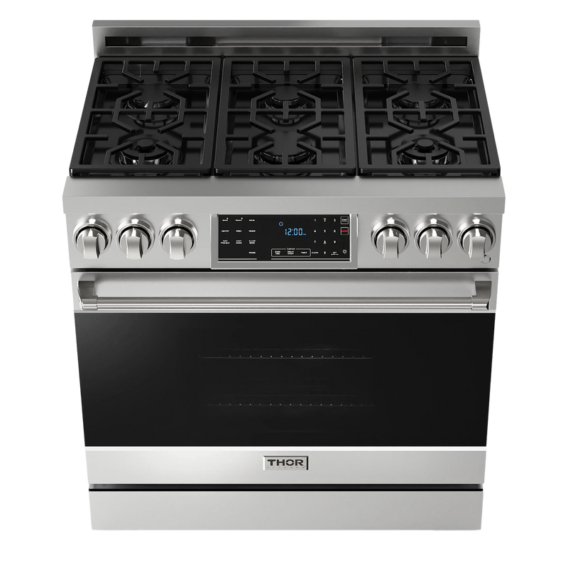 Thor Kitchen 36-Inch Professional Gas Range with Tilt Panel Touch Control in Stainless Steel RSG36LP