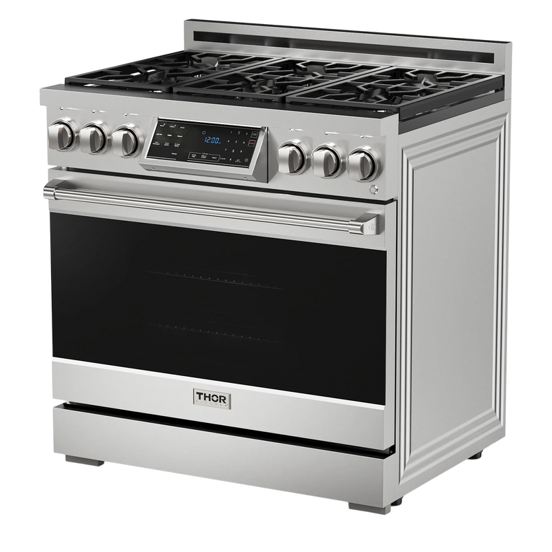 Thor Kitchen 36-Inch Professional Gas Range with Tilt Panel Touch Control in Stainless Steel (RSG36)