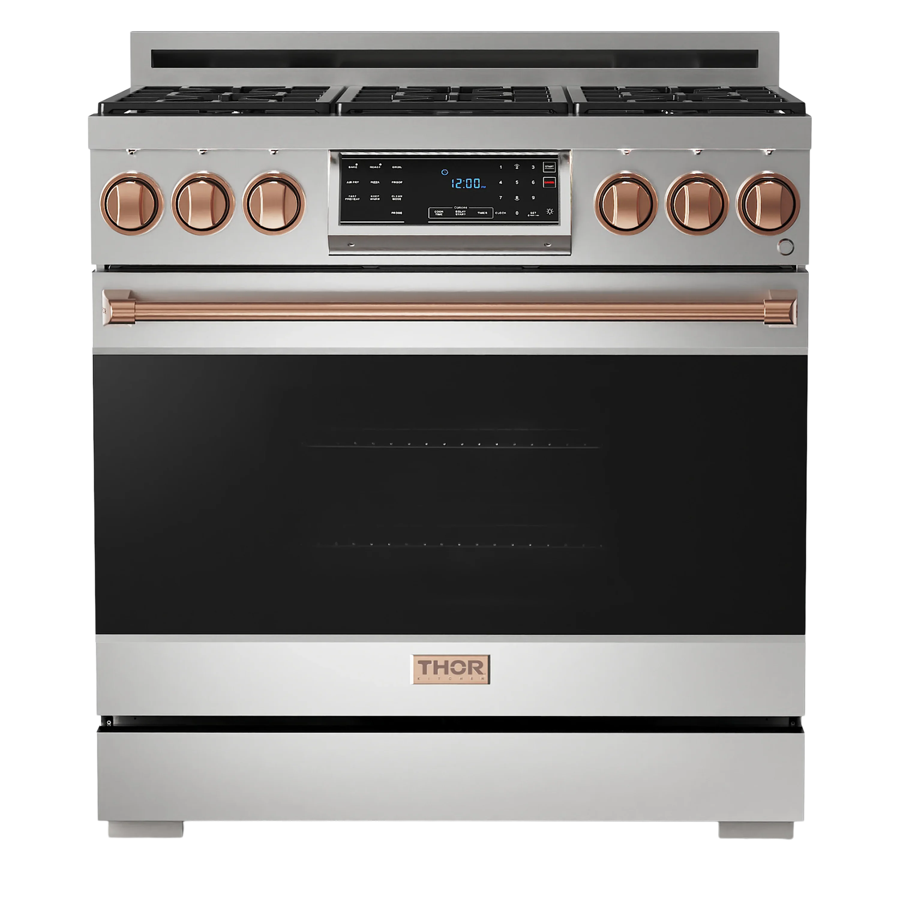 Thor Kitchen Gordon Ramsay Series 36-Inch Professional Gas Range with Tilt Panel Touch Control in Stainless Steel with Rose Gold Trim (RSG36-RSG)