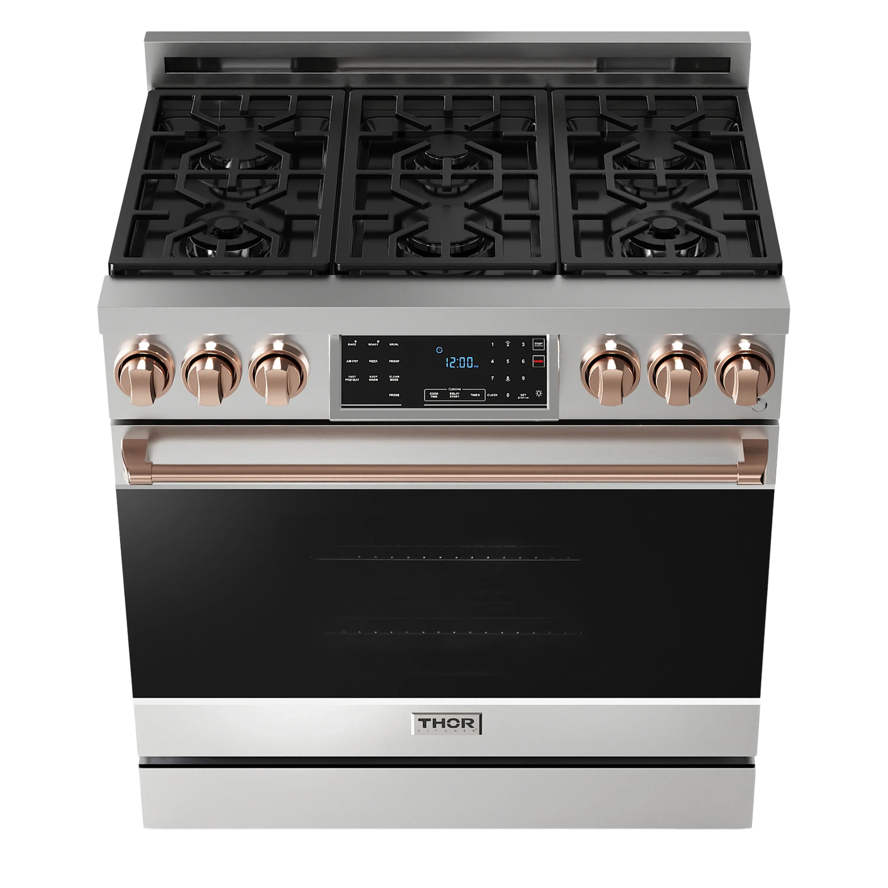 Thor Kitchen 36-Inch Professional Gas Range with Tilt Panel Touch Control in Stainless Steel with Rose Gold Trim (RSG36-RSG)