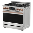 Thor Kitchen 36-Inch Professional Gas Range with Tilt Panel Touch Control in Stainless Steel with Rose Gold Trim RSG36-RSGLP