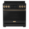 Thor Kitchen Gordon Ramsay Series 36-Inch Professional Gas Range with Tilt Panel Touch Control in Black with Bronze Trim (RSG36B-BRZ)