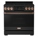 Thor Kitchen Gordon Ramsay Series 36-Inch Professional Electric Range with Tilt Panel Touch Control in Black with Rose Gold Trim (RSE36B-RSG)