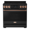 Thor Kitchen Gordon Ramsay Series 36-Inch Professional Electric Range with Tilt Panel Touch Control in Black with Rose Gold Trim (RSE36B-RSG)