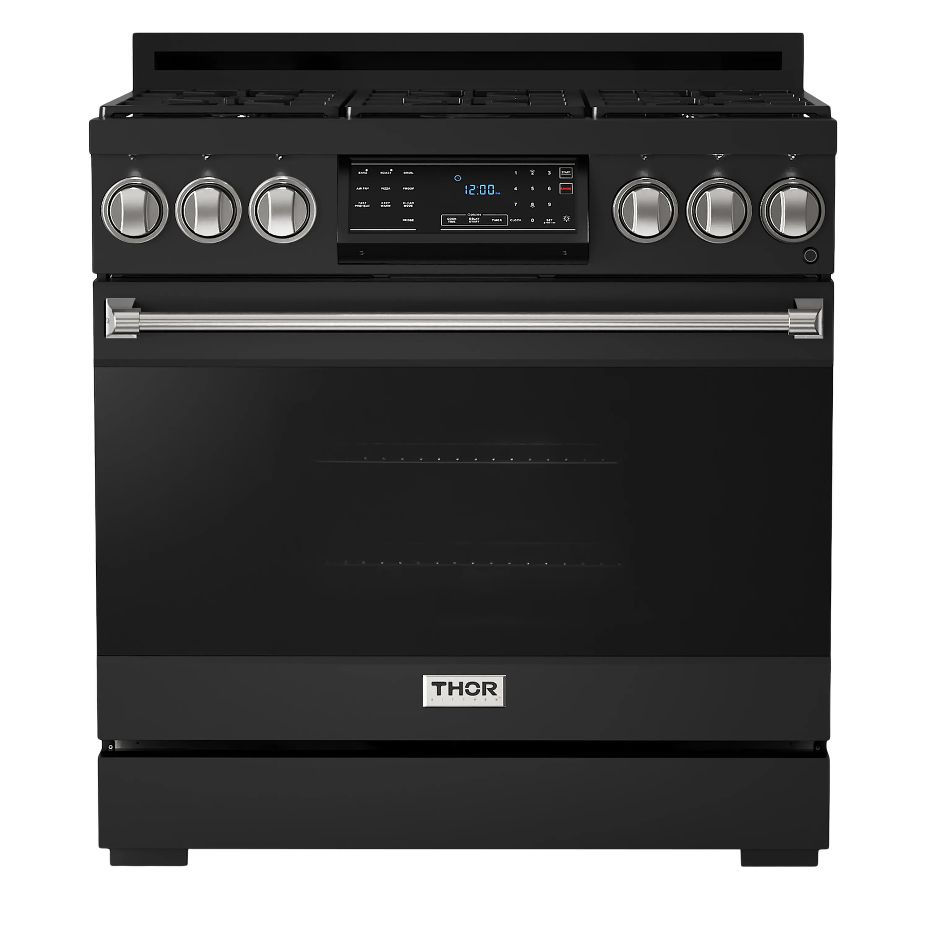 Thor Kitchen Gordon Ramsay Series 36-Inch Professional Gas Range with Tilt Panel Touch Control in Black with Stainless Steel Trim (RSG36B-SS)