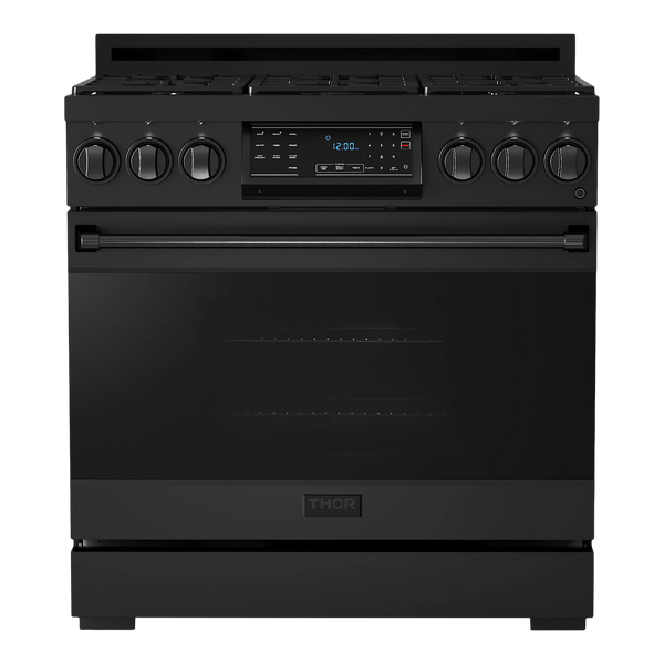 Thor Kitchen Gordon Ramsay Series 36-Inch Professional Gas Range with Tilt Panel Touch Control in Black (RSG36B)