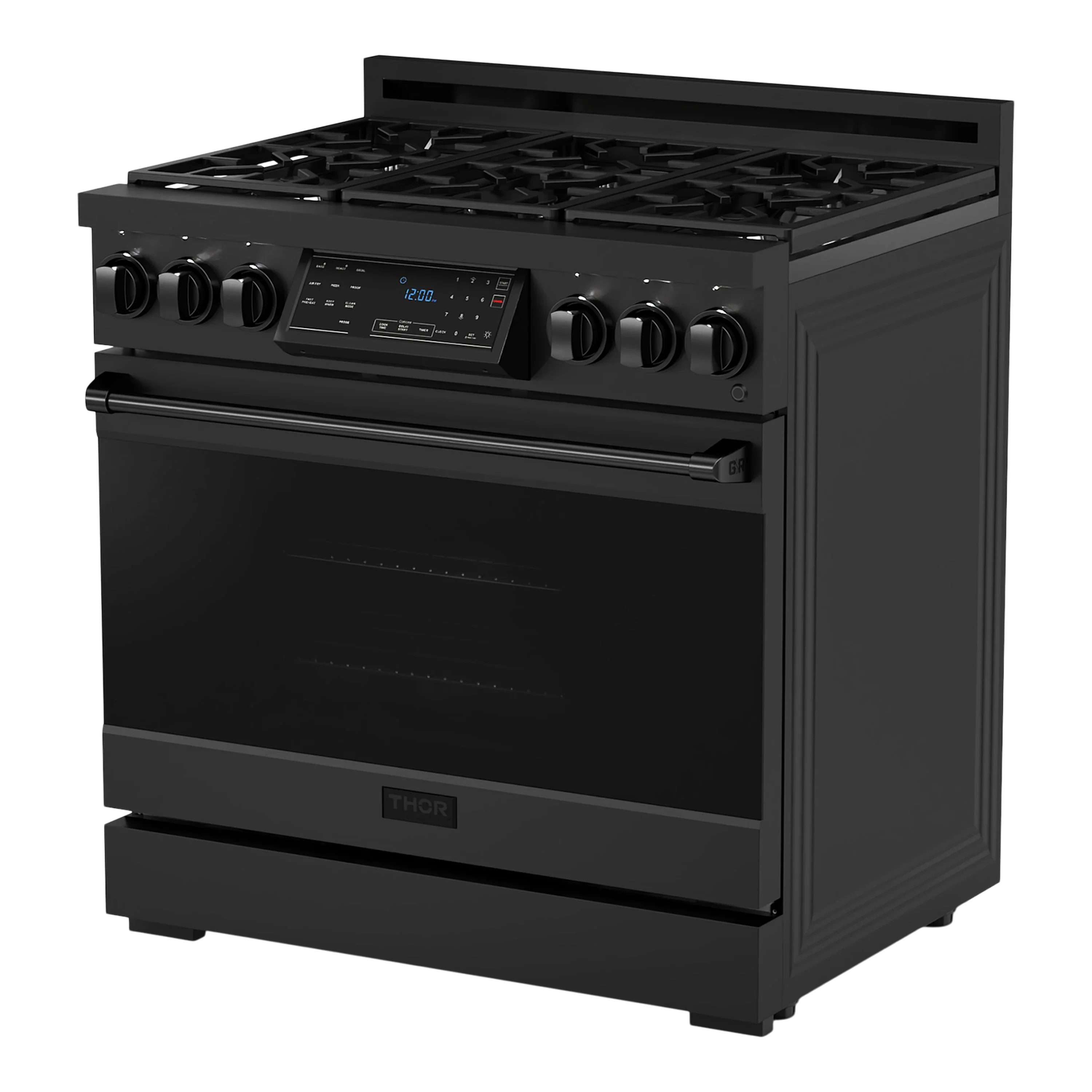 Thor Kitchen 36-Inch Professional Gas Range with Tilt Panel Touch Control in Black (RSG36B)